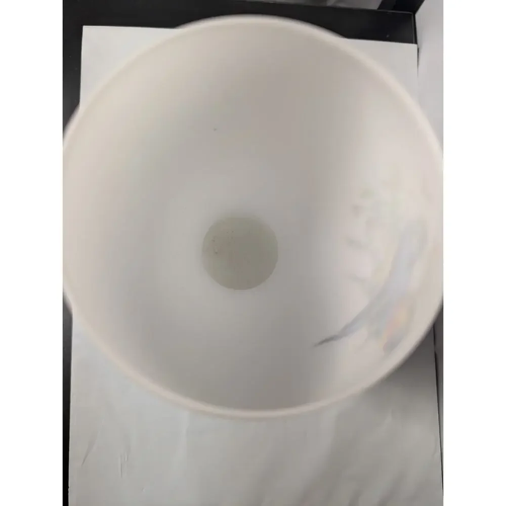 Vintage Norleans Frosted Satin Glass Vase Birds Floral Hand painted 1960